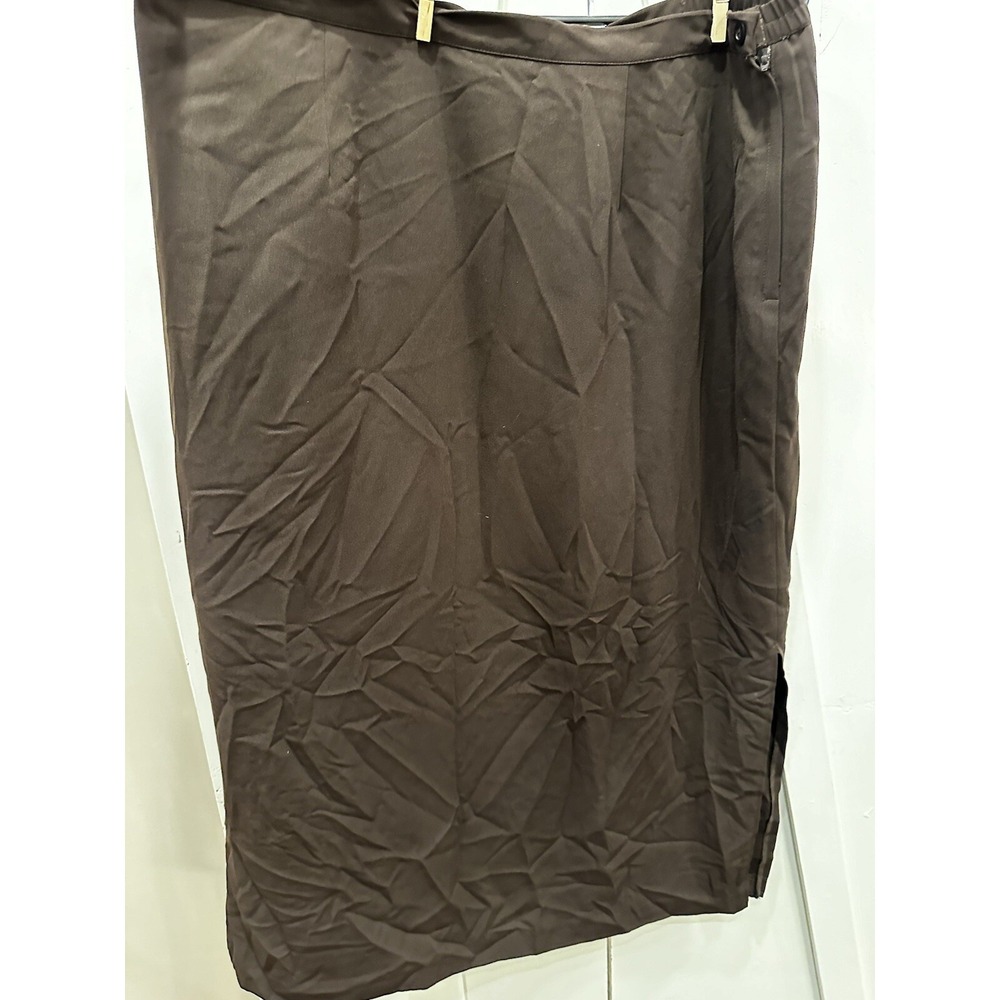 Worthington Woman Brown Midi Pencil Skirt Plus Size 20W Side Slit Career Wear